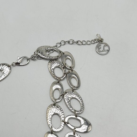 Erica Lyons Statement Silver Tone Oval Link Necklace With Adjustable Chain - Picture 4 of 6